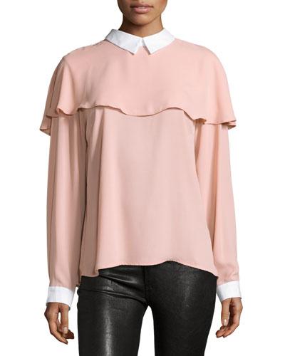 Long-sleeve Popover Top, Nude Pink