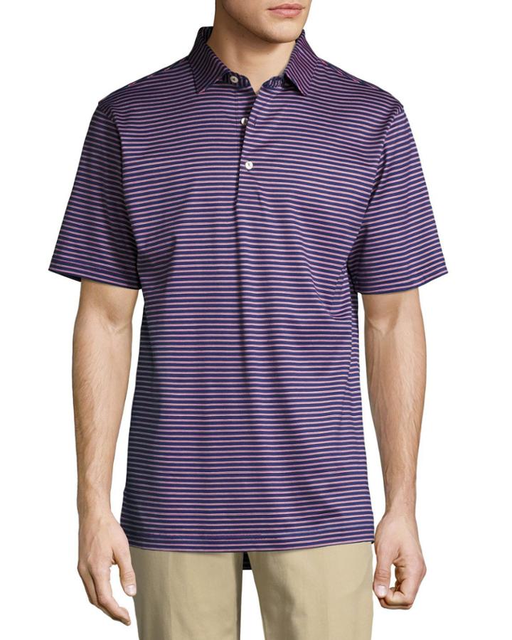Crown Gardener Striped Cotton Lisle Polo Shirt,