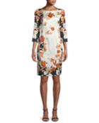 Modern Floral Stretch Charmeuse Dress
