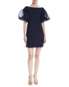 Audelle Organza Puff-sleeve