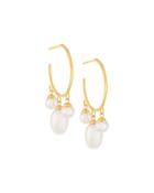 Golden Pearl Hoop Drop Earrings