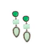 Chrysoprase & Diamond Triple-drop Earrings