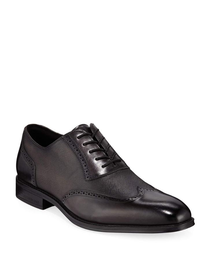 Mixed Leather Wing-tip Oxford Dress