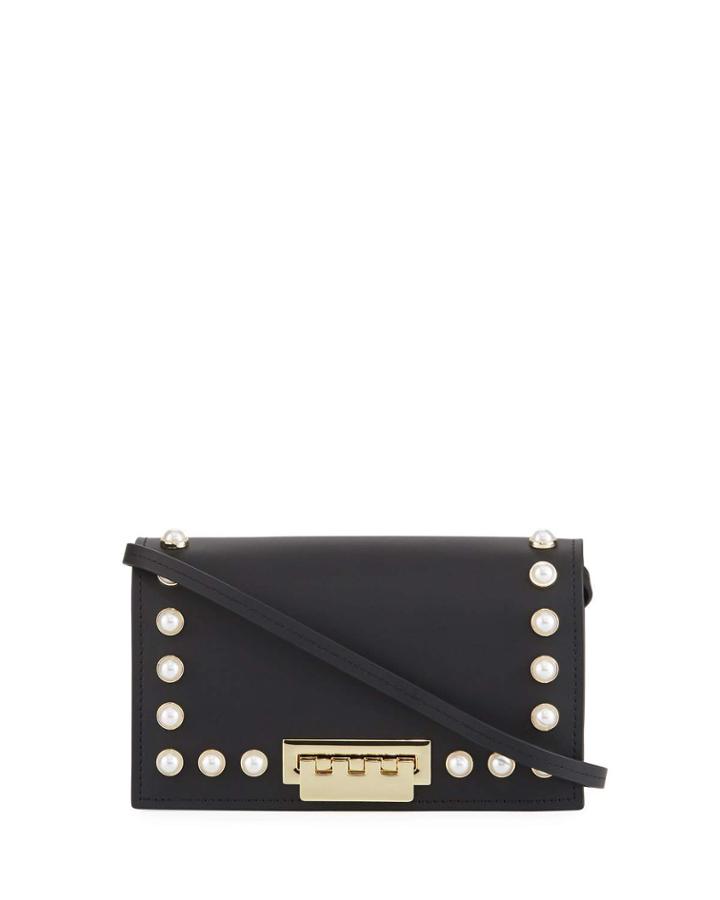 Earthette Slim Leather Crossbody Bag With Pearly