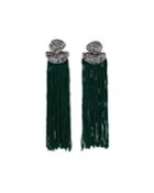 Luxe-top Fringe Earrings, Green