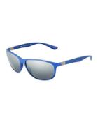 Rectangular Full-rim Sunglasses, Dark Blue