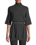 Belted Cashmere Turtleneck Top