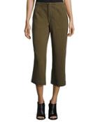 Denny Cropped Wide-leg Pants, Army Green