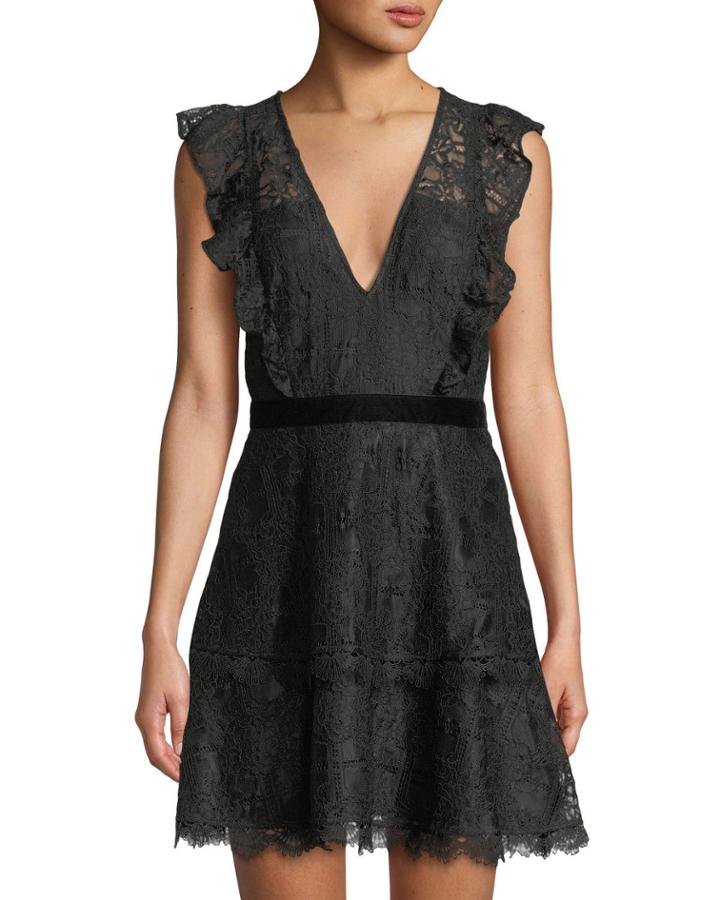Feminino Tiered Lace V-neck A-line Dress