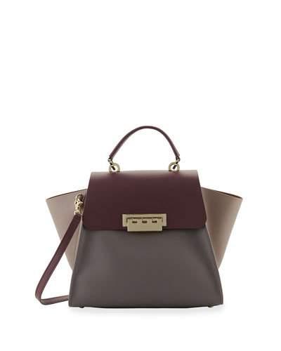 Eartha Iconic Colorblock Satchel Bag, Wine
