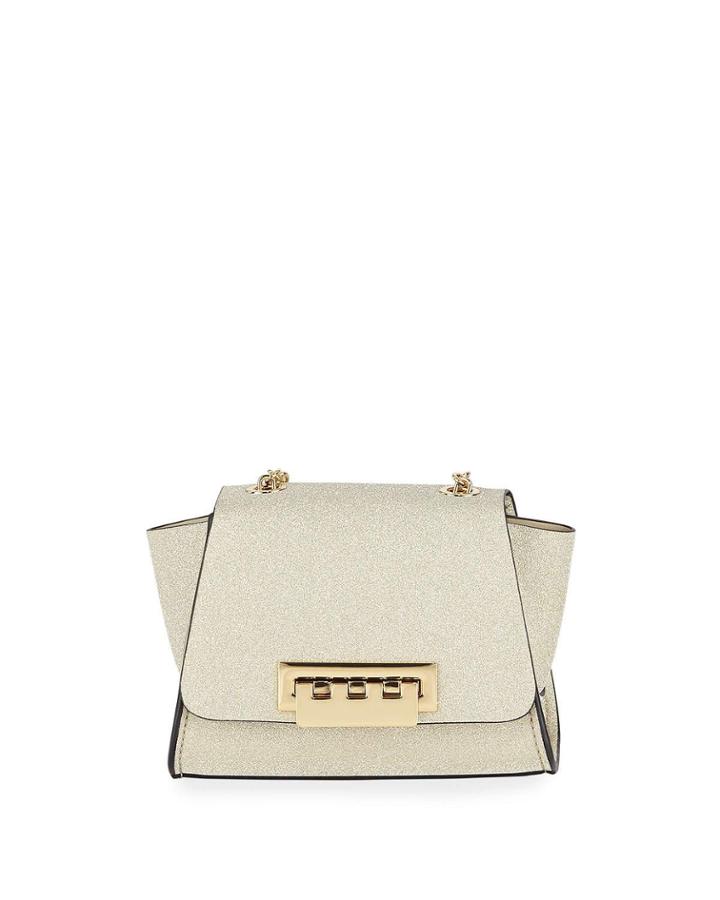 Eartha Mini Glittered Chain Crossbody Bag - Golden Hardware