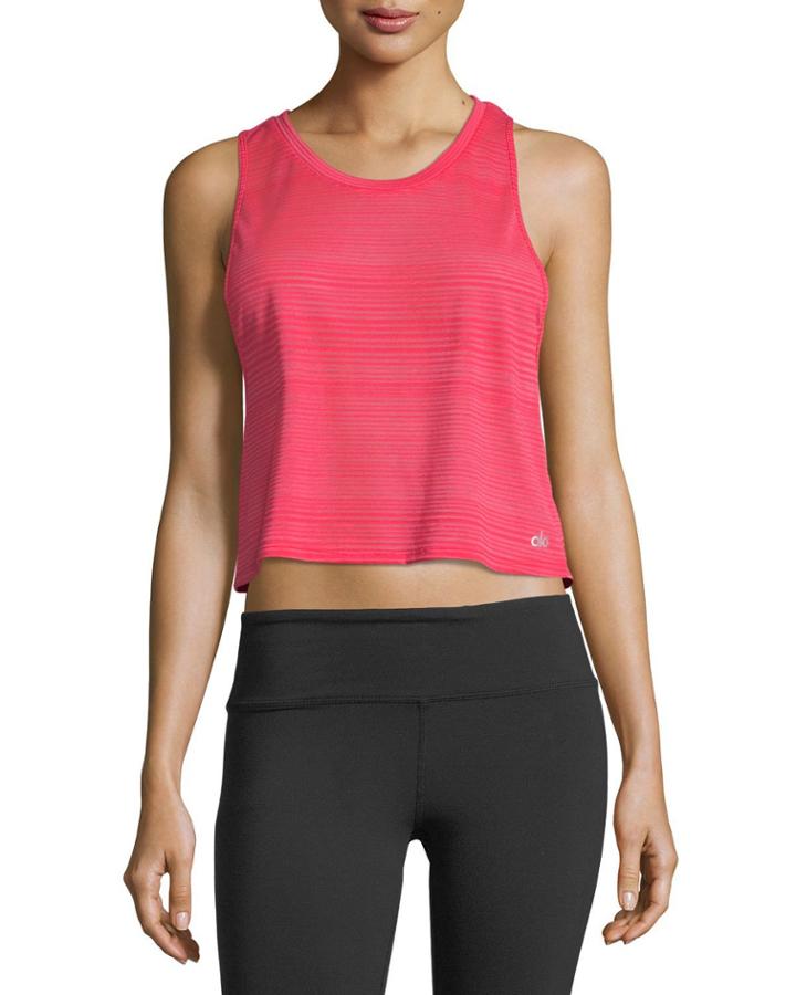 Track Racerback Cropped Mesh-back Tank Top