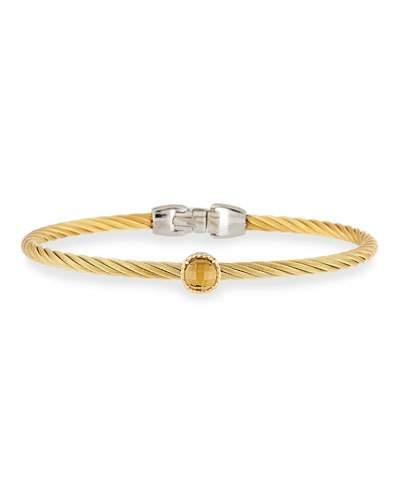 Orange Citrine Single-station Bangle Bracelet