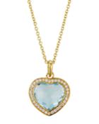 18k Lollipop Small Heart Necklace In Blue Topaz