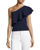 One-shoulder Flounce Top