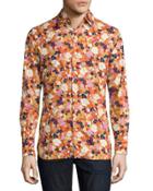Floral-print Woven Shirt, White Floral