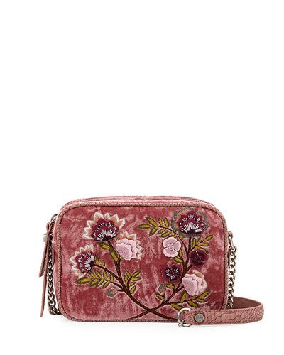Perri Crushed Velvet Crossbody Bag, Pink