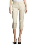 Skinny-leg Wide-cuff Pants, Parchment