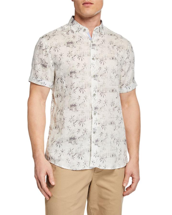 Printed Linen Button-front