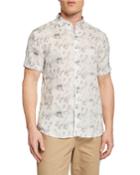 Printed Linen Button-front