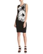 Sleeveless Orchid-intarsia Knit Pullover Dress