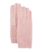 Portolano Cashmere Popcorn-knit Gloves, Powder Pink, Women's, Powder Pin