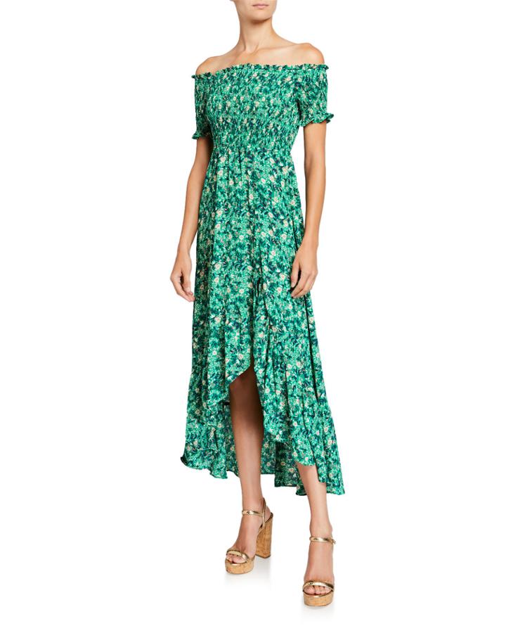 Floral Print Smocked High-low Dress