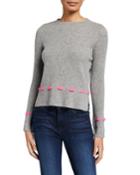 Cashmere Lace Through Ribbed Pullover