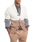 Men's Colorblock Shawl-collar Cardigan