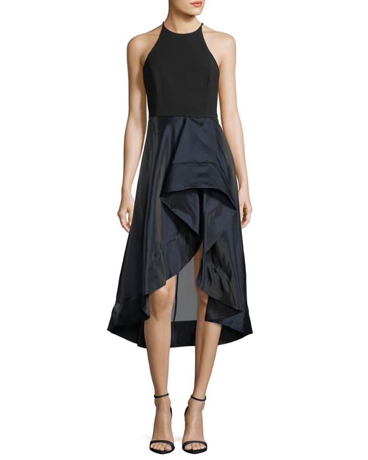 High-neck Sleeveless Cocktail Dress W/ Flounce