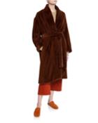 Long Faux Fur Belted Coat