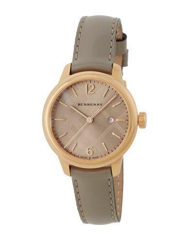 32mm Stainless Steel & Leather City Watch, Beige