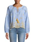 Elena Striped Embroidered Blouse