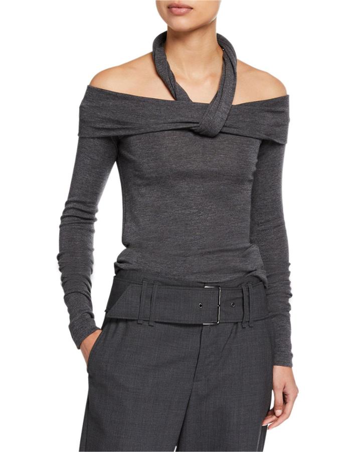 Off-the-shoulder Wool Jersey Halter Top