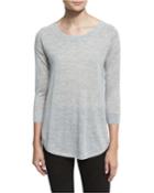 Lightweight Slub-knit Cashmere Sweater, Heather Gray