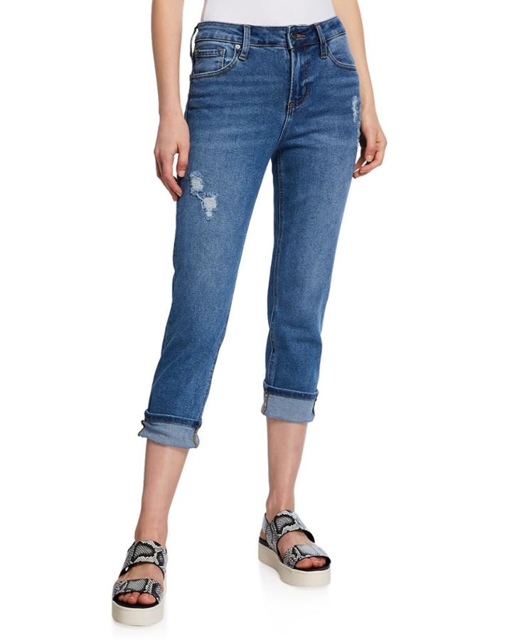 Perfect Vintage Cuffed High-rise Straight Cropped Jeans