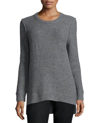Long-sleeve Split-hem Sweater, Banker