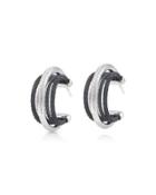 Noir Micro-cable Pave Diamond Hoop Earrings, Black