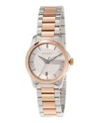 27mm G-timeless Round Two-tone Bracelet Watch, Rose Golden