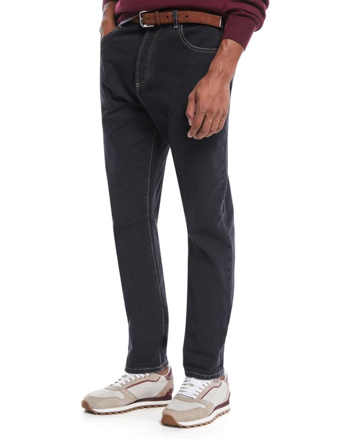 Men's Topstitched Denim Pants