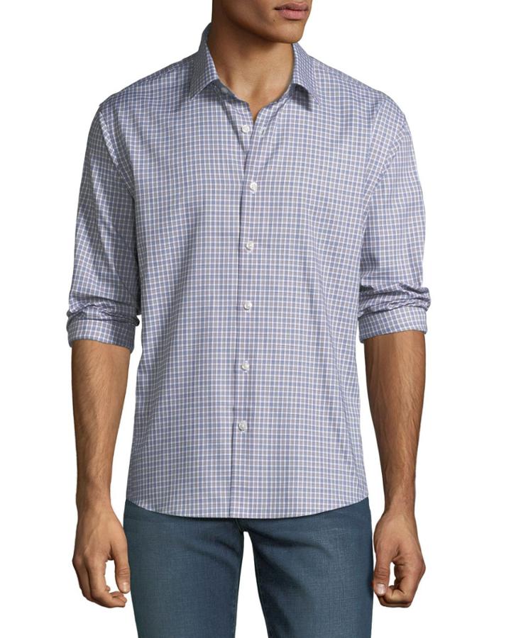 Men's Slim-fit Regular-finish Twill Check