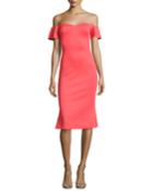 Xochi Off-the-shoulder Cocktail Dress, Canyon Coral