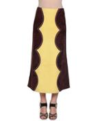 Suede Colorblock Cowboy Skirt, Eggplant