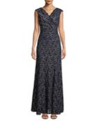Metallic Stretch-lace Gown