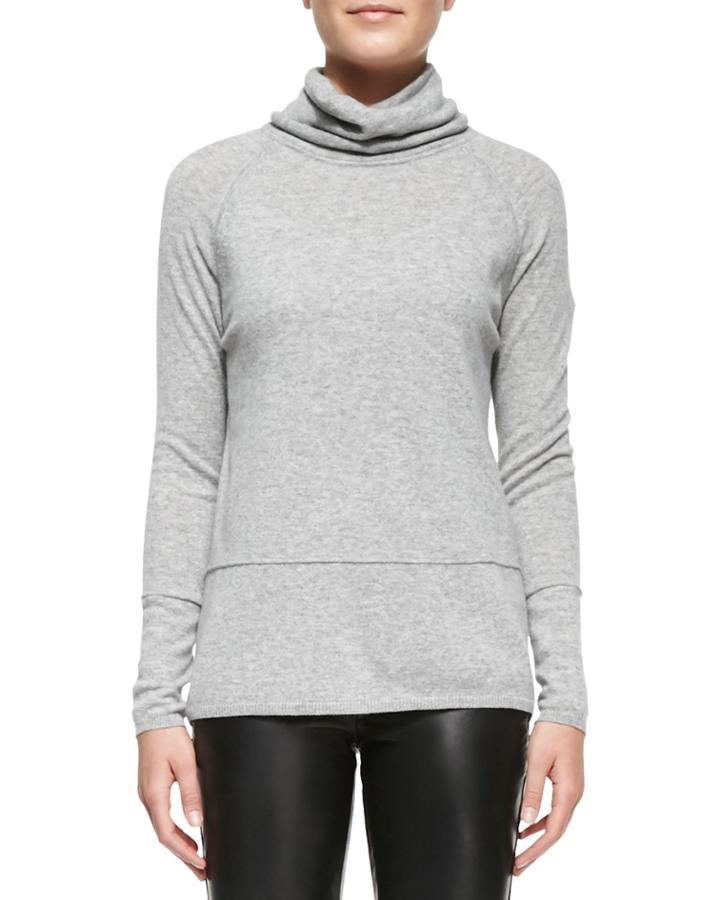 Vince Mixed-weight Cashmere Turtleneck, Heather Steel, Women's,
