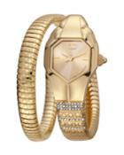 22mm Glam Snake Watch With Coil Bracelet, Gold