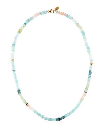 Multihued Aquamarine Heishi Beaded Necklace