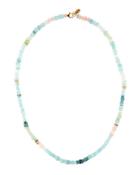Multihued Aquamarine Heishi Beaded Necklace