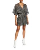Spina Metallic Ruffle Dolman-sleeve Dress