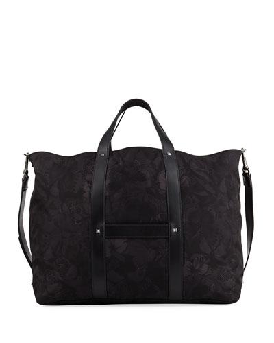 Rockstud Butterfly Nylon Tote Bag, Black